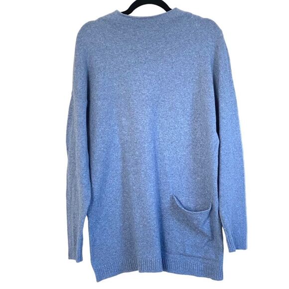 J Jill Wearever Blue Heather Front Pocket Roll Neck Oversized Tunic Sweater Sz S - Picture 10 of 10